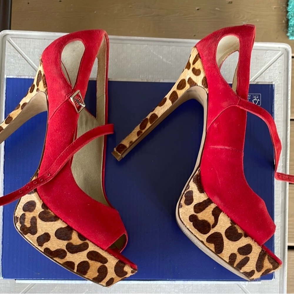 Jessica Simpson Red Stiletto Heels with Ankle Strap